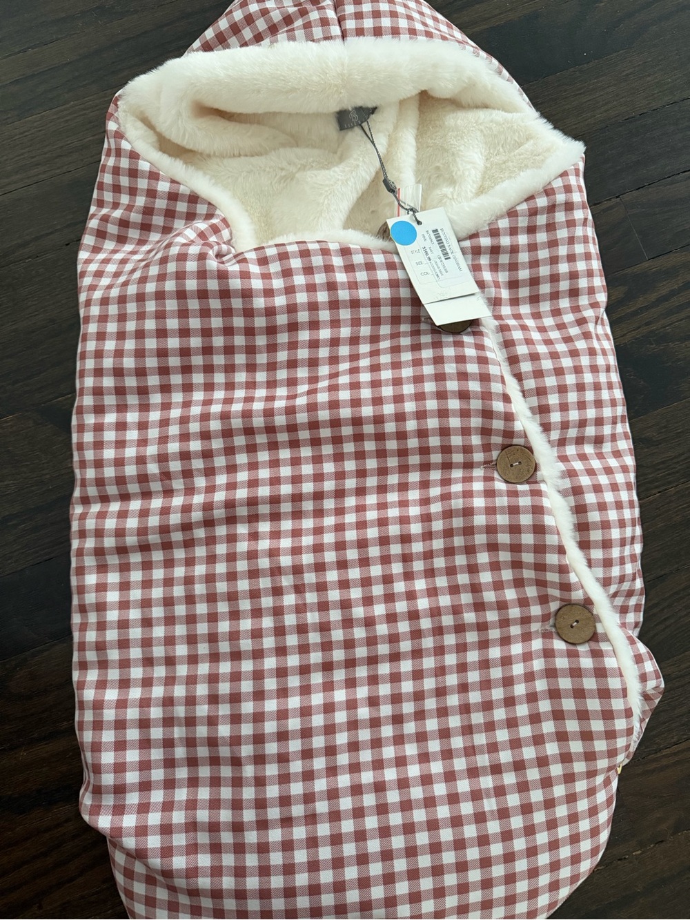 Children's Hooded Gingham Baby Nest - Pink Check